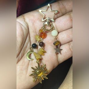 Gold and Brown Celestial Charm Keychain